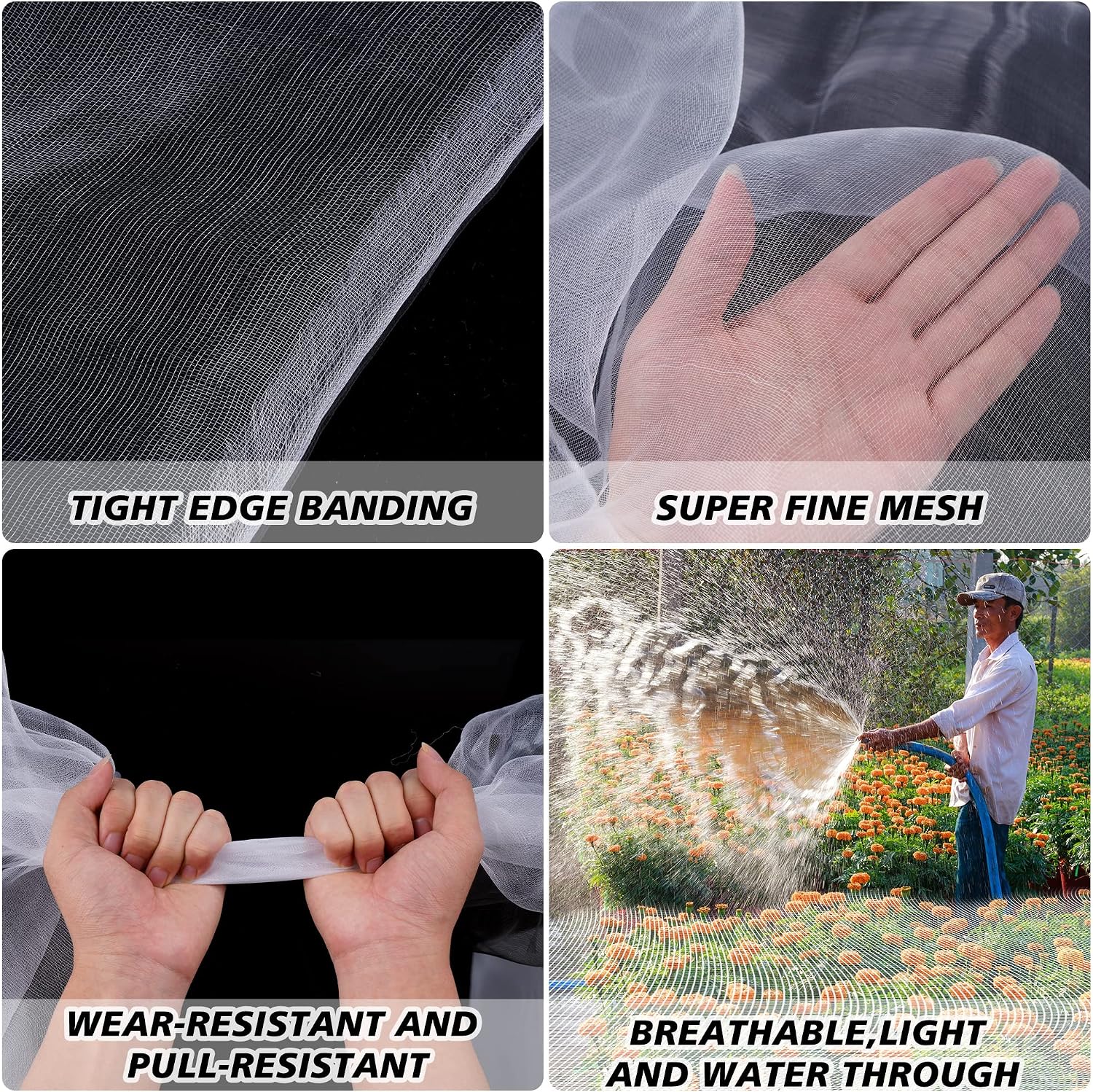 Garden Netting Mosquito Insect Birds Animals Barrier Protection Net Ultra Fine Garden Mesh Netting Plant Covers for Vegetable Plants Fruits Flowers Trees Greenhouse Row Cover(10×20 Ft)