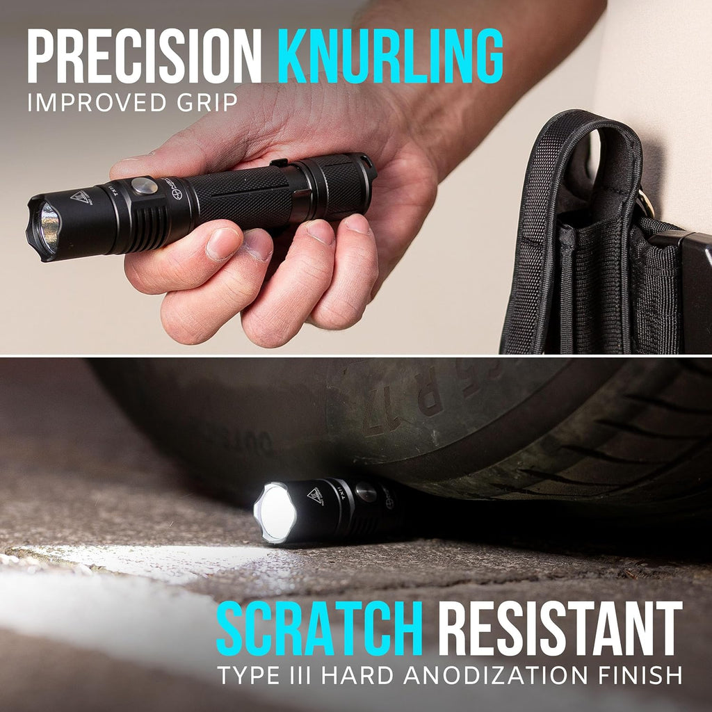 NP NIGHT PROVISION TX11 Tactical Flashlight with Duty Belt Holster & USB Rechargeable Battery Luminus 1600 Lumens LED for Police Security Military Grade Brightest Tac Flashlights