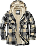 Men's Zip Up Flannel Shirt Jacket Fleece Lined with Hood
