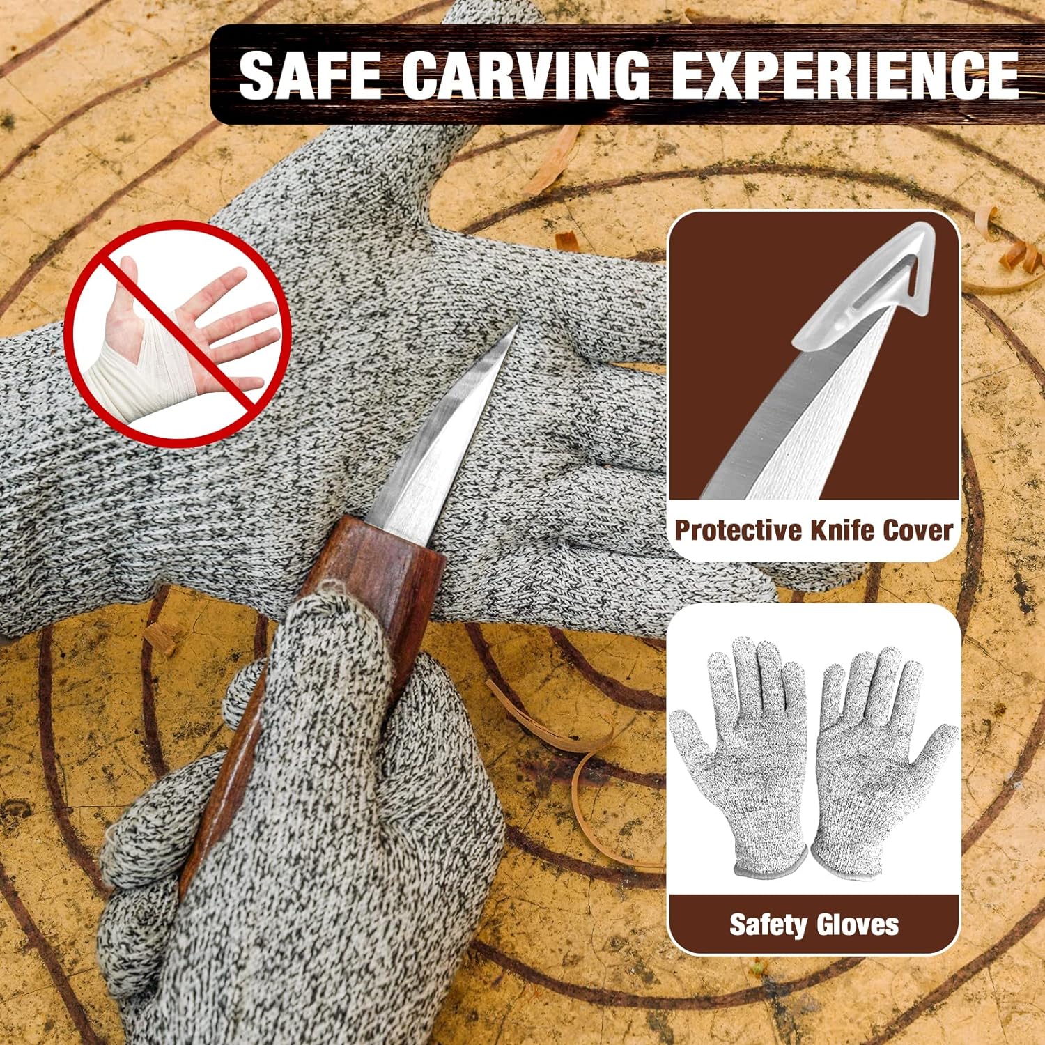 Wood Carving Kit, 23pcs Wood Carving Tools with 4 Wood Carving Knives 5 Detail Knives 9 Blocks, Whittling Kit DIY Hobbies for Adults