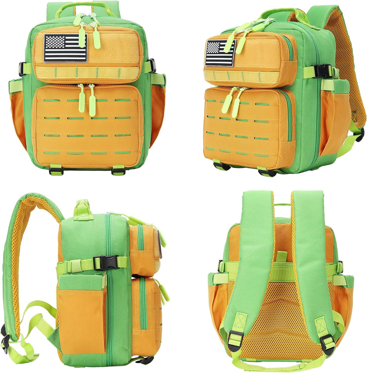 9L Mini Tactical Backpack for Men and Women Tactical Backpack Small for Hiking Small Tactical Bag (Orange&Green)