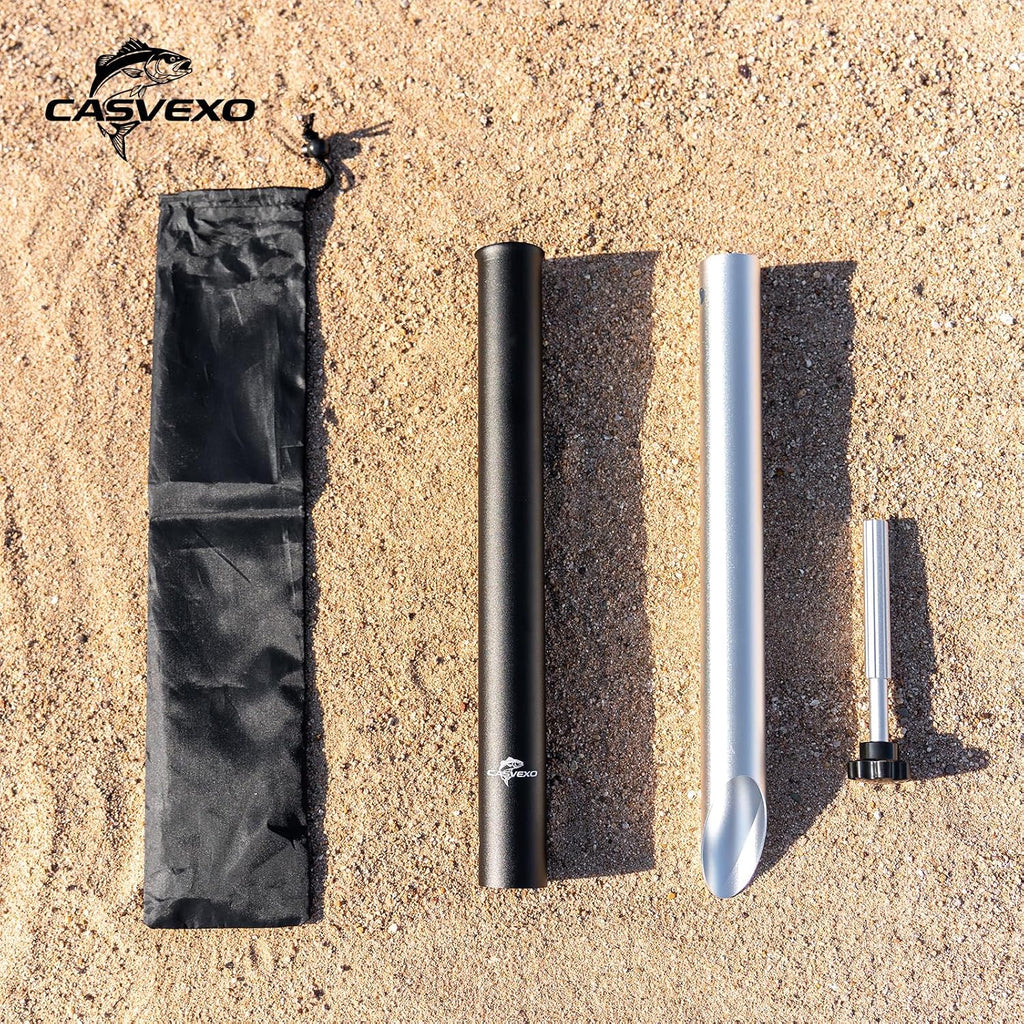 1/2 Pack Aluminum Sand Spikes for Surf Fishing, Beach Fishing Rod Holder, Telescopic and Portable, 2-Stage Adjustable, with Storage Bag