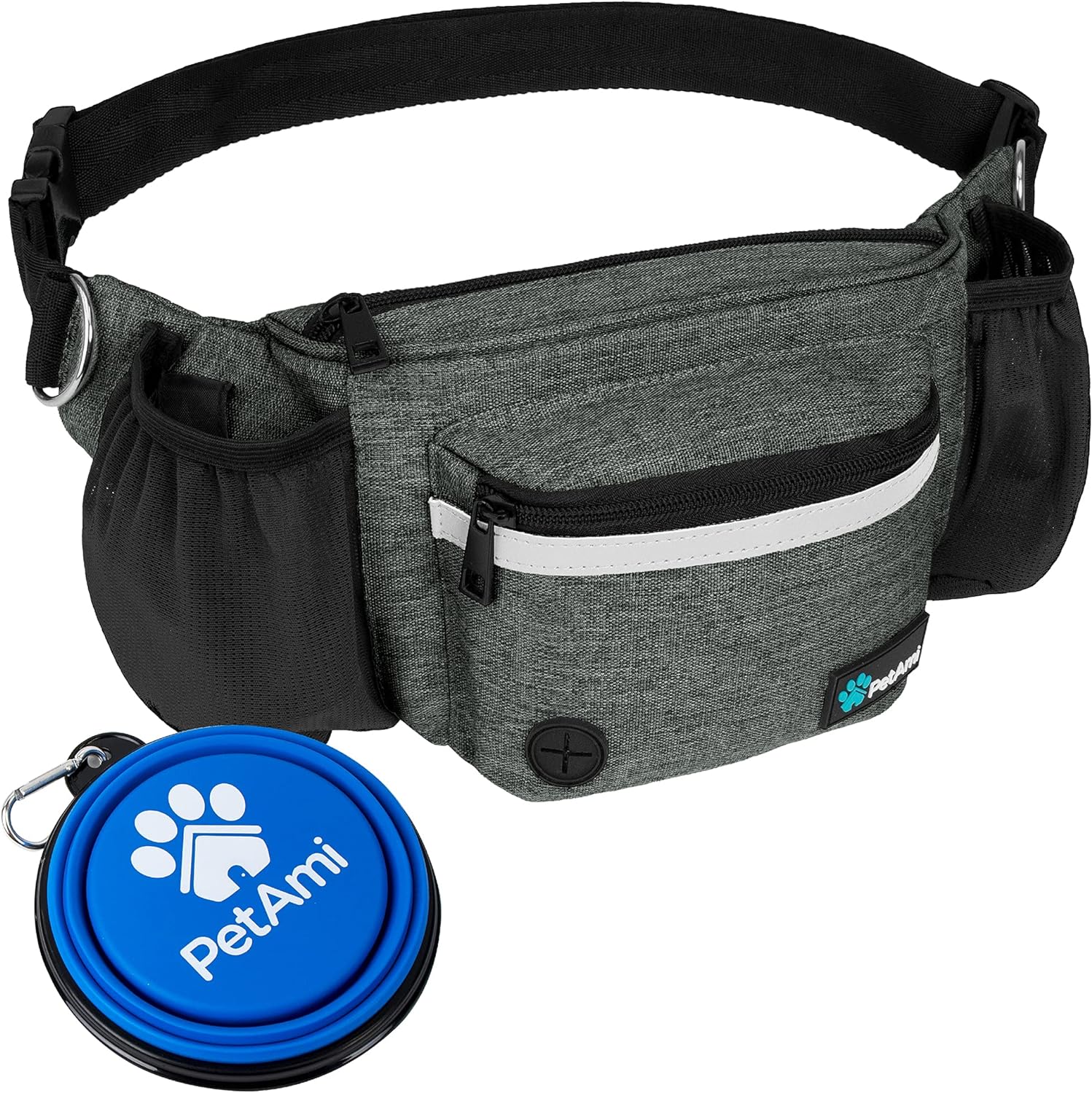 PetAmi Dog Fanny Pack, Treat Pouch for Dog Walking Training, Dark Gray