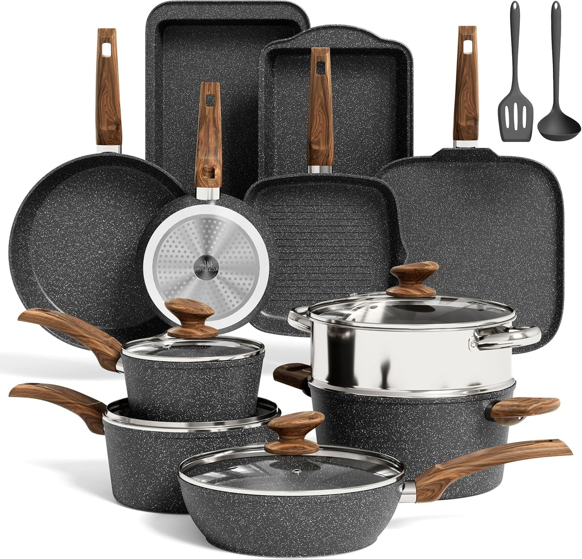MAISON ARTS 17 Piece Pots and Pans Set, Induction Kitchen Cookware Sets