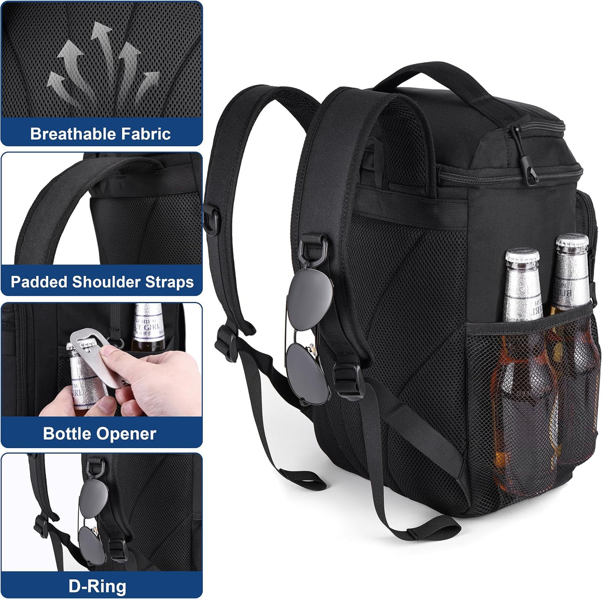 DEYACE Tactical Cooler Backpack, 33 Can 24L 20H Cold Retention Insulated Leak Proof Dual Compartment Cooler Lunch Box Bag with MOLLE System for Camping Hiking Beach Work