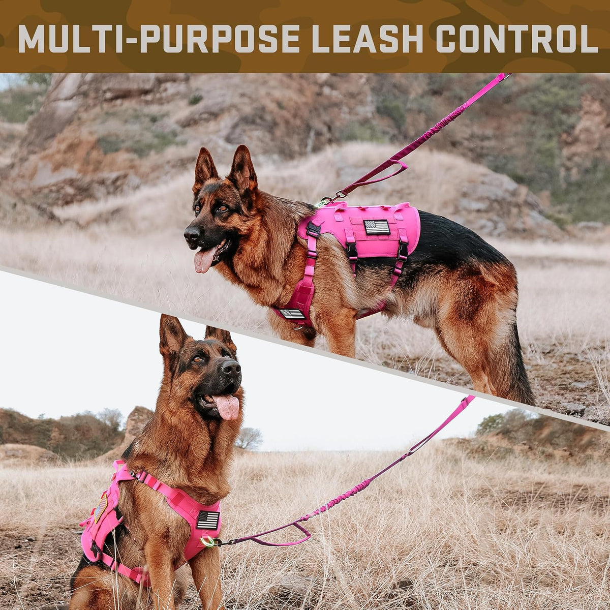 Forestpaw Tactical Dog Harness for Medium Dogs,Service Dog Vest,M,Hot Pink