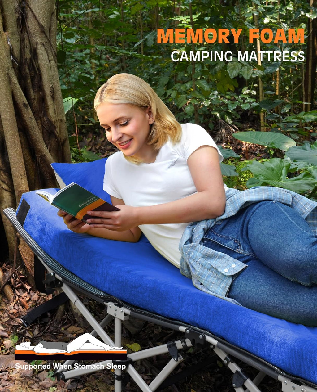 Memory Foam Camping Mattress, Extra Thick 4 Inch Dual Layer Sleeping Pad