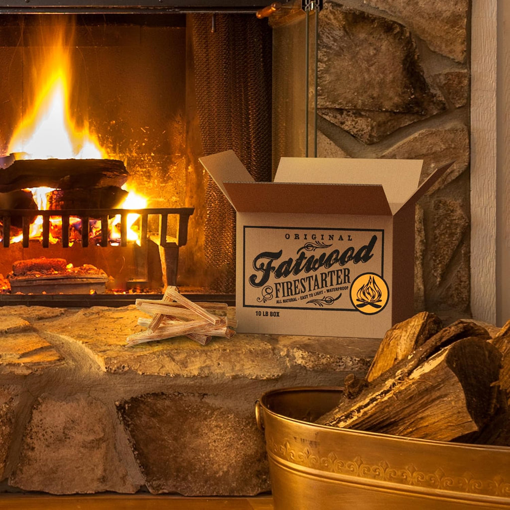 Fatwood Fire Starter Sticks 10lb Box - Indoor or Outdoor 100% All Natural Pine Fire Starters for Campfires, Fireplace, Firepit, Wood Stove, or BBQ Grill - Kindling Wood Firewood Lighter by Pure Garden