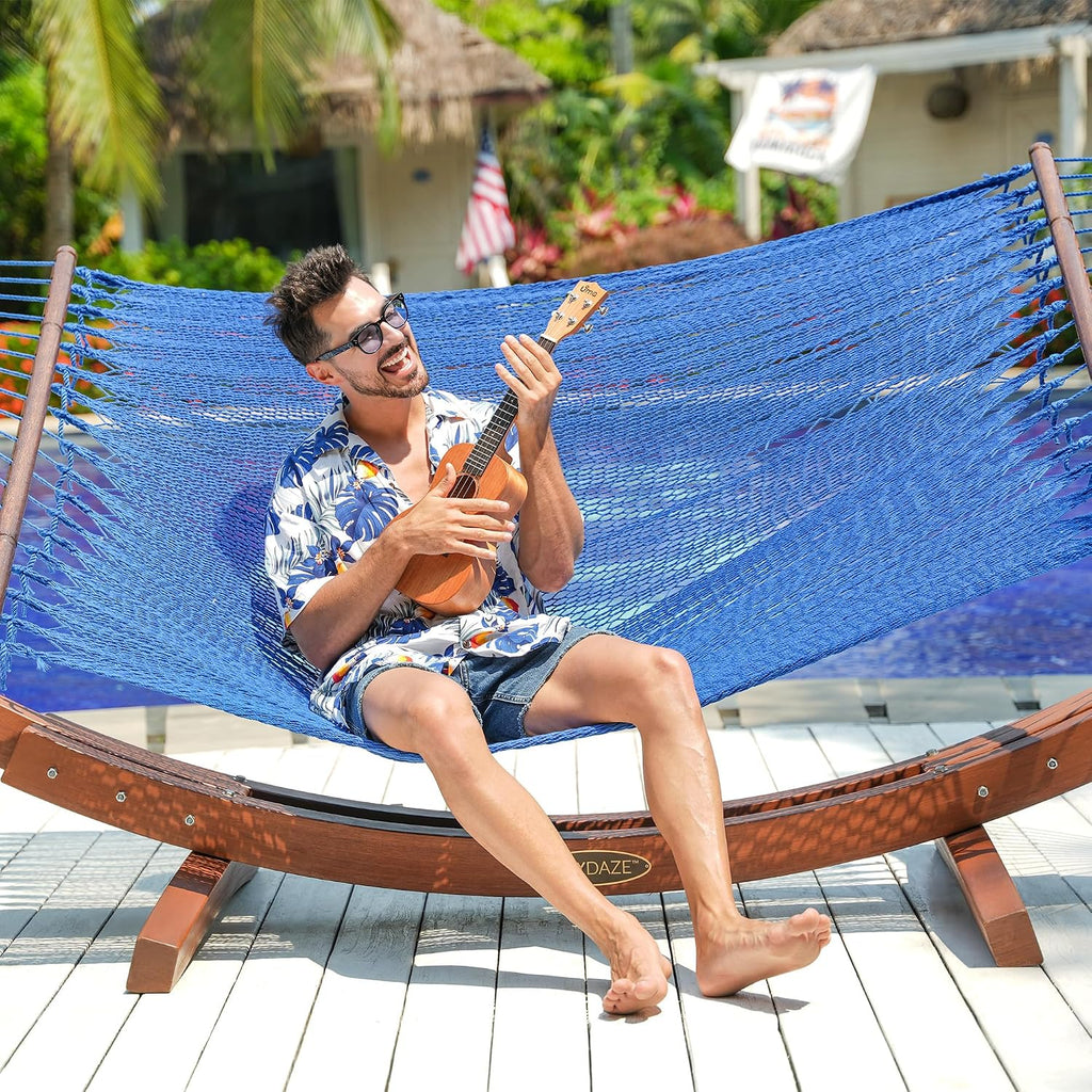 Lazy Daze 2 Person Caribbean Rope Hammock, Handwoven Double Hammock
