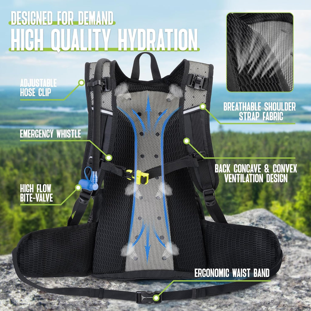 N NEVO RHINO Hydration Backpack, 18L Hiking Backpack with 3L Water Bladder