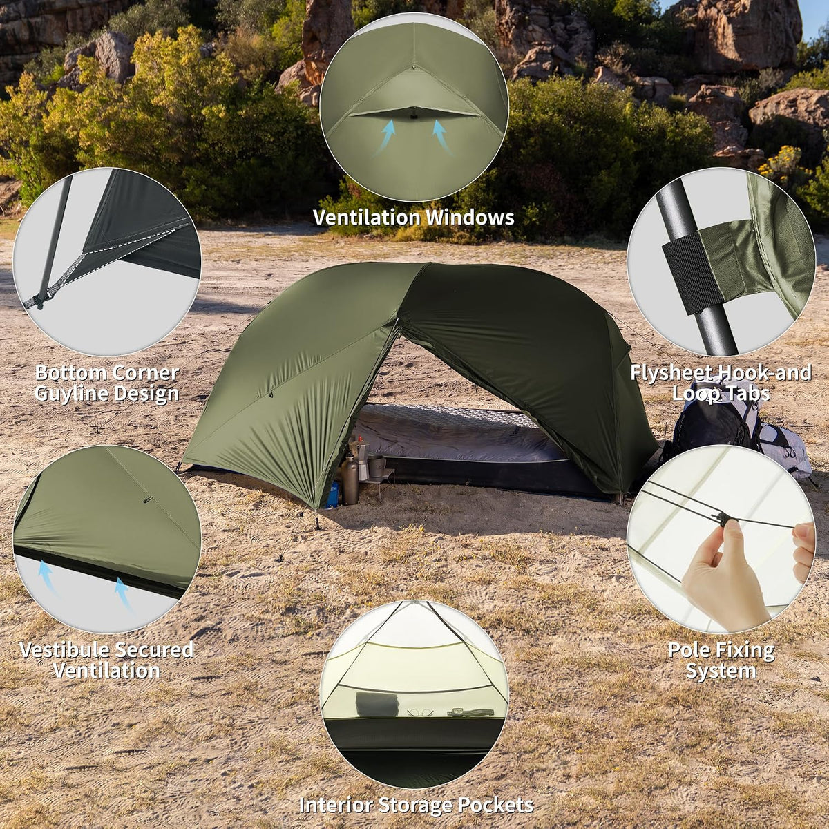 Naturehike Mongar Upgraded 1/2/3 Person Backpacking Tent,Waterproof Lightweight Camping Tent with Footprint