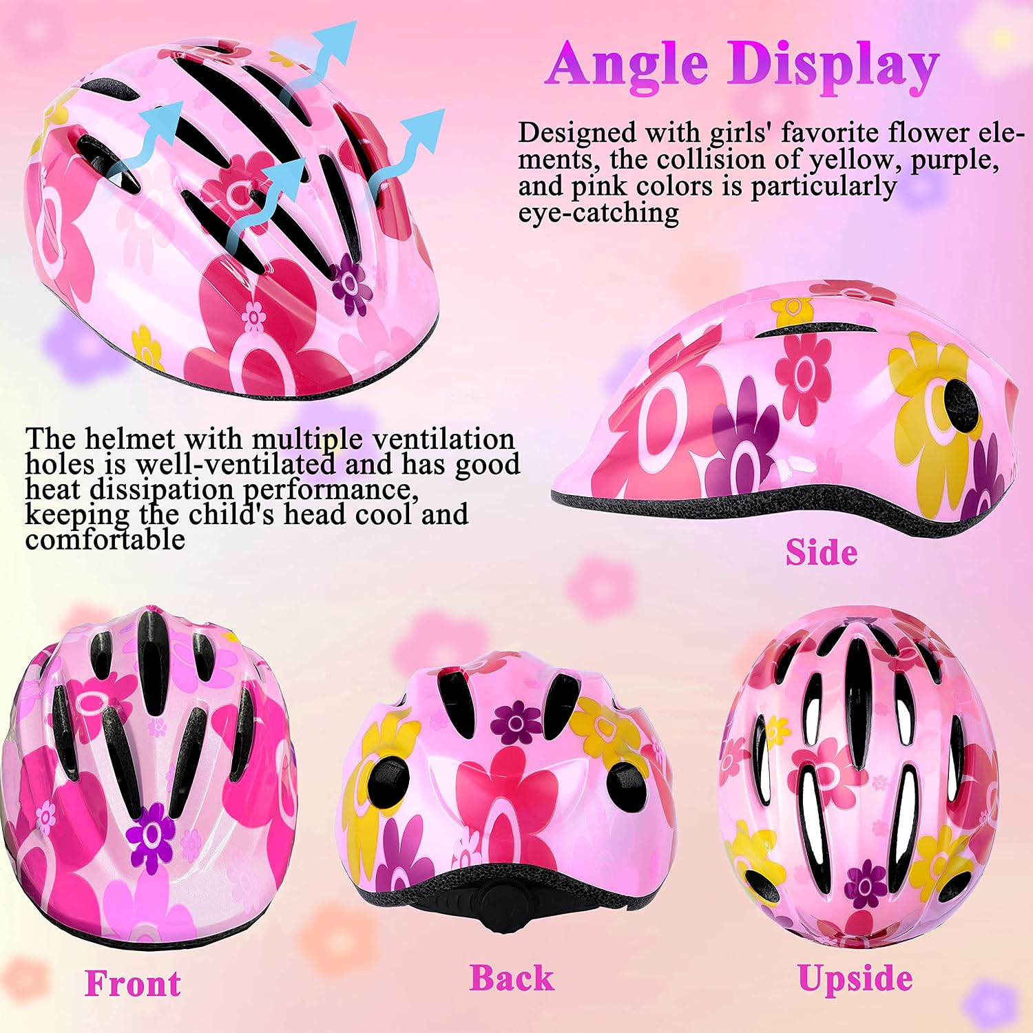 Lamsion Kids Helmet Adjustable Protective Gear Set for Ages 3-8 Girls Boys