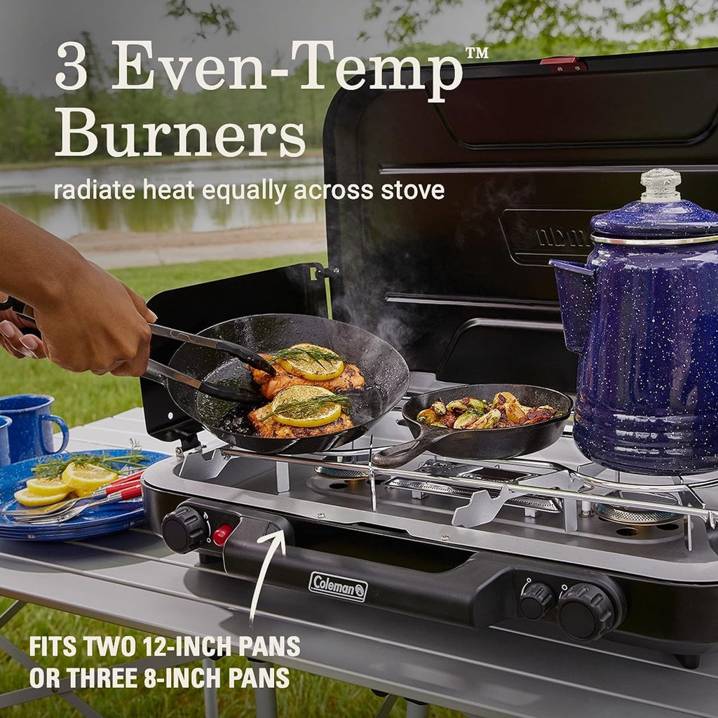 Coleman Classic 3-Burner Propane Camping Stove with InstaStart Ignition, Portable Cooktop with 3 Adjustable Burners & 28,000 BTUs of Power for Camping, Tailgating, Grilling, Hunting & More