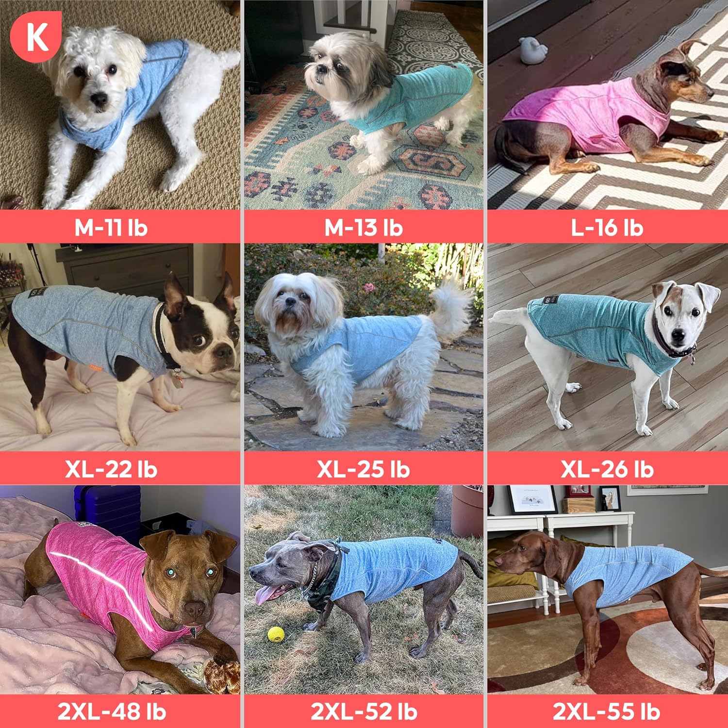 KYEESE Reflective Dog Shirt, Lightweight Sun Protection Dog T Shirts for Small Dogs Boy, Breathable Sleeveless Pet Tank Top Summer Dogs Clothes for Night Walking Outdoor, Lake Blue, M