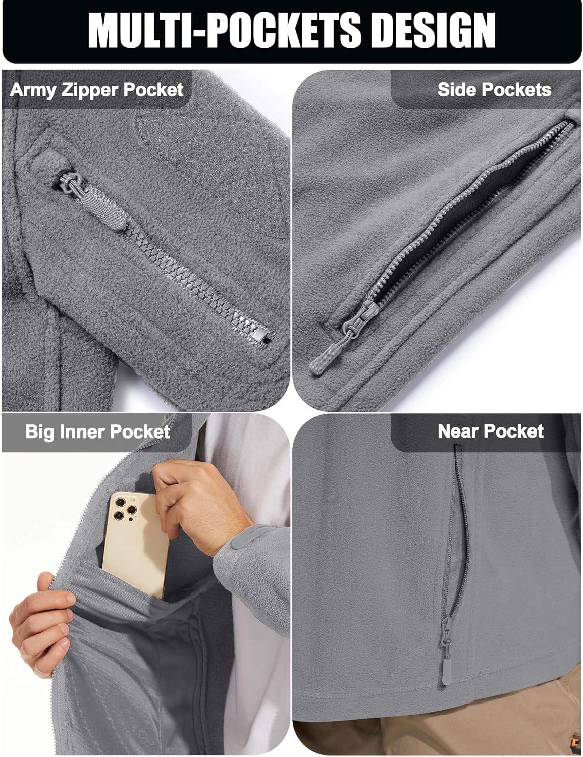 CRYSULLY Men's Military Tactical Sport Warm Fleece Hooded Outdoor Adventure Jacket Coats