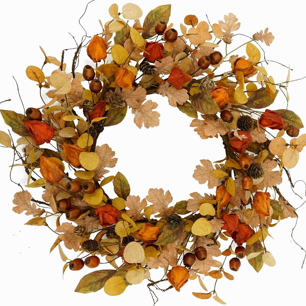 AMF0RESJ Artificial Fall Wreath for Front Door Autumn Wreath for Home Decor