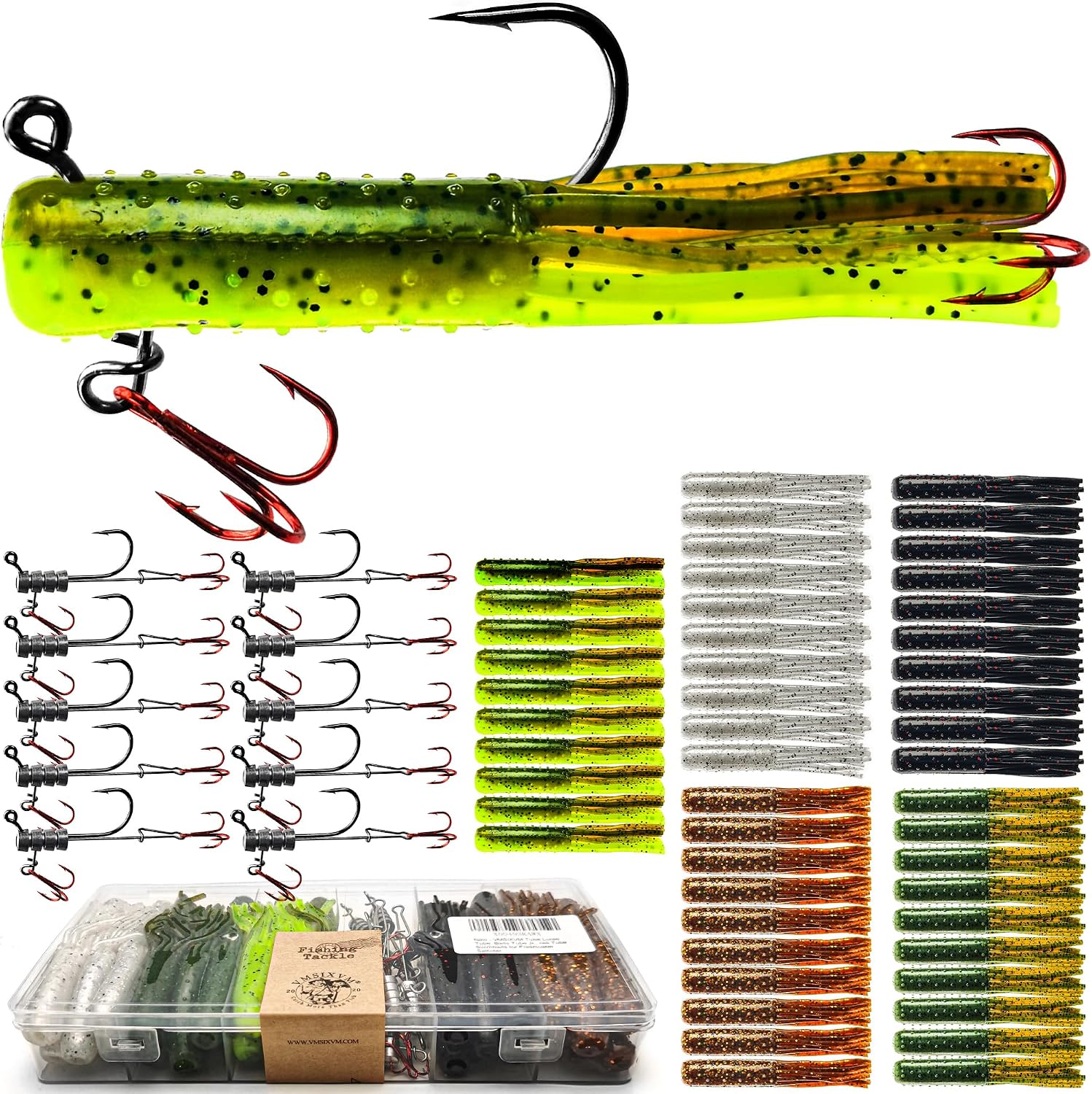 Tube Lures Jig Heads Hooks Tube Baits Worms for Bass Fishing