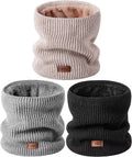 MSDC Winter Neck Gaiters for Men 3 Pack,Neck Warmer Men Women with Thermal Thick Warm Fleece Lined Cold Weather,Mens Scarf Winter Ski Face Mask Cover Windproof Scarves（Black,Oatmeal，Grey）