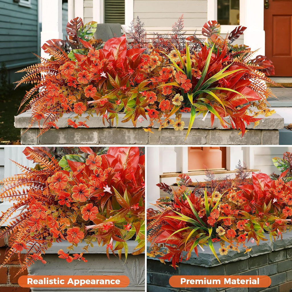 20 Pcs Artificial Fall Flowers for Outdoor Fake Plants Decoration