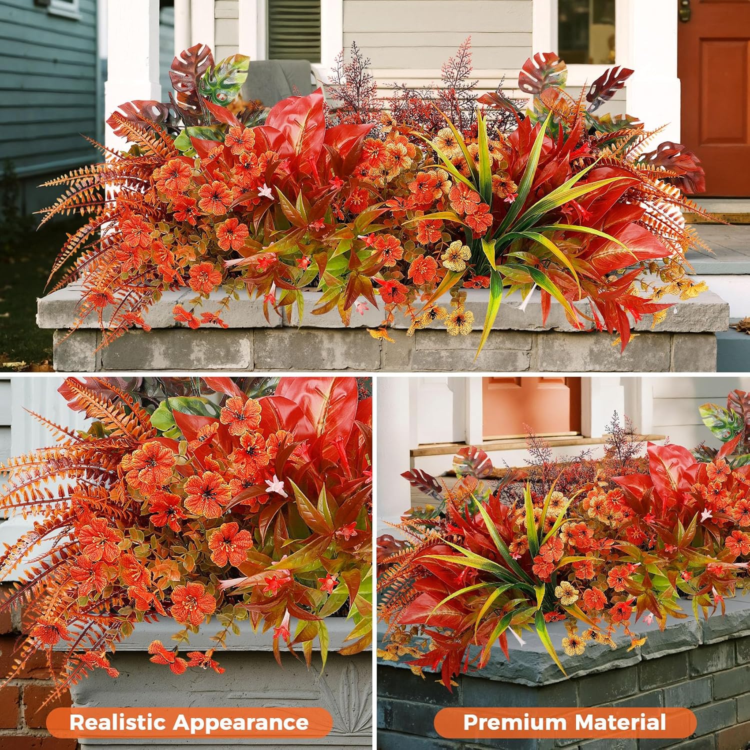 20 Pcs Artificial Fall Flowers for Outdoor Fake Plants Decoration