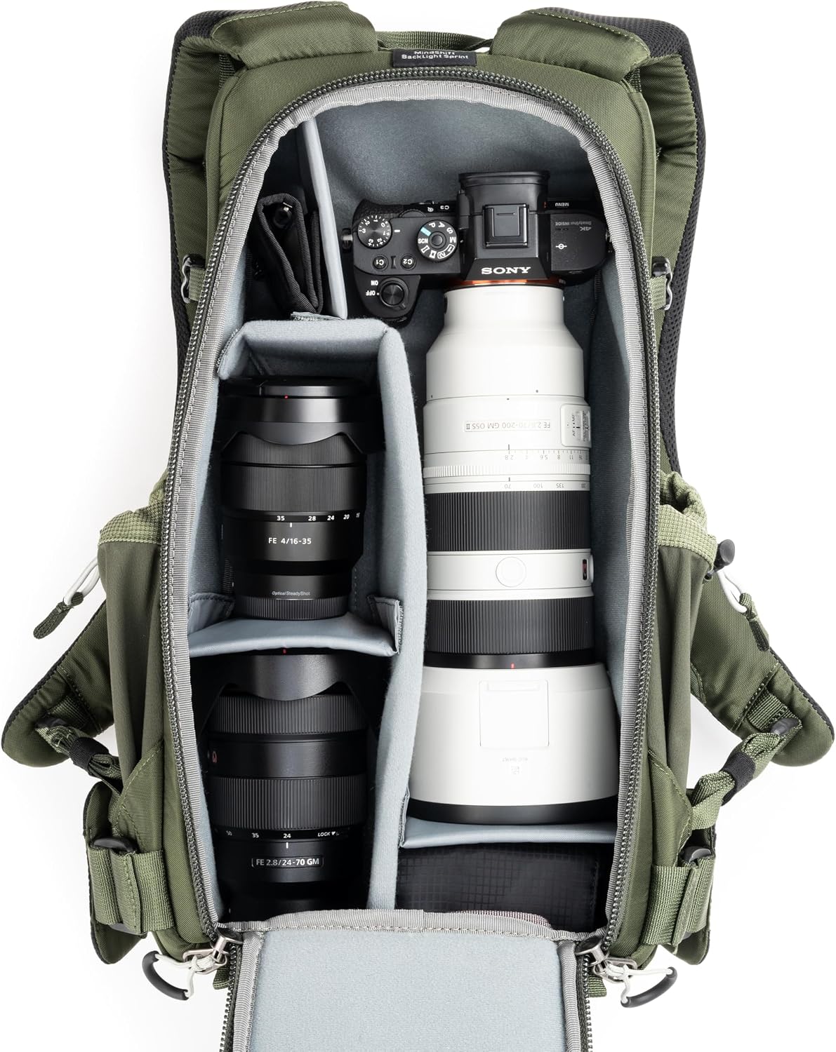 Think Tank Backlight Sprint Lightweight Slim Camera Daypack Backpack for DSLR, Mirrorless, Photography and Video - Montane Green