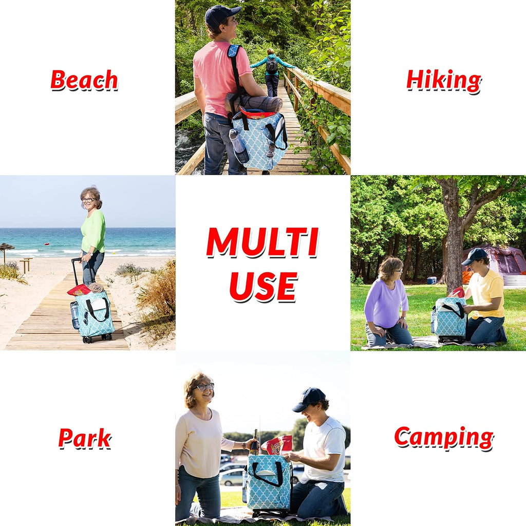 dbest Products Ultra Compact Cooler Smart Cart 360 Insulated Collapsible Rolling Tailgate BBQ Beach, Moroccan Tile