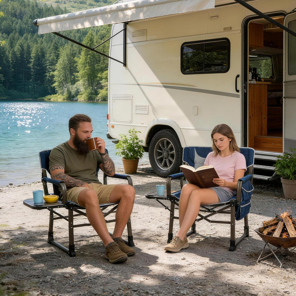 SUNNYFEEL Oversized Camping Directors Chair for Adults with Side Table