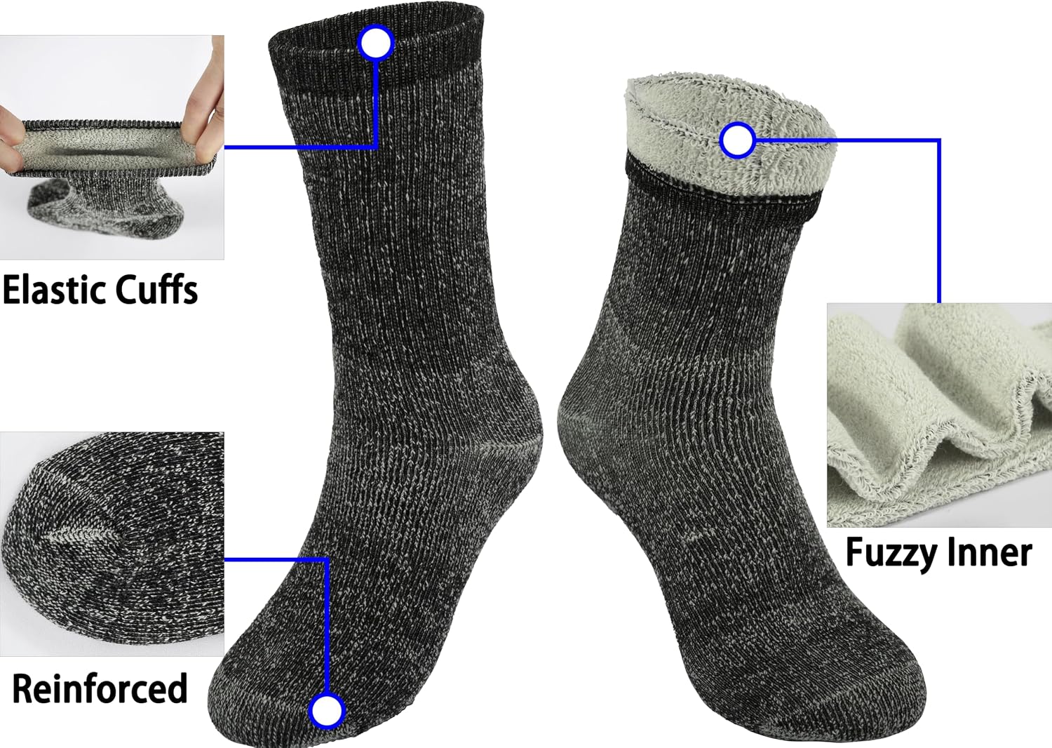 BomKinta Wool Hiking Socks Women Merino Thick Warm Thermal Boot Sock 5-11