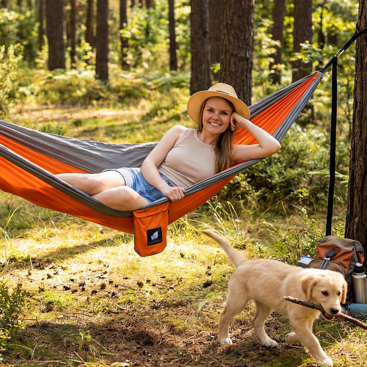 SUNCREAT Hammocks Camping Hammock, Ultralight Hammock for Hiking, Orange