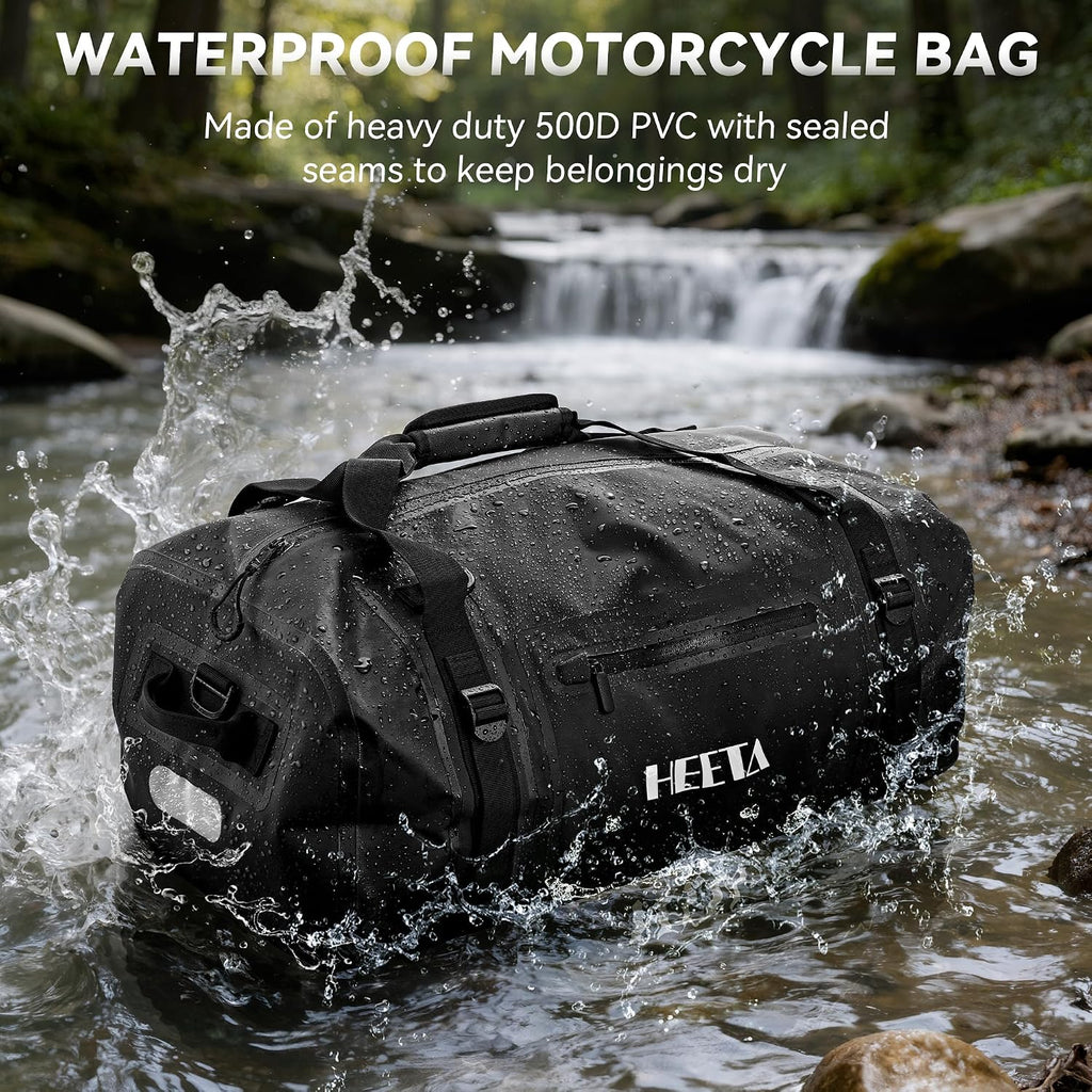 HEETA Waterproof Motorcycle Dry Bag Duffel Luggage Travel Bags, Black 50L