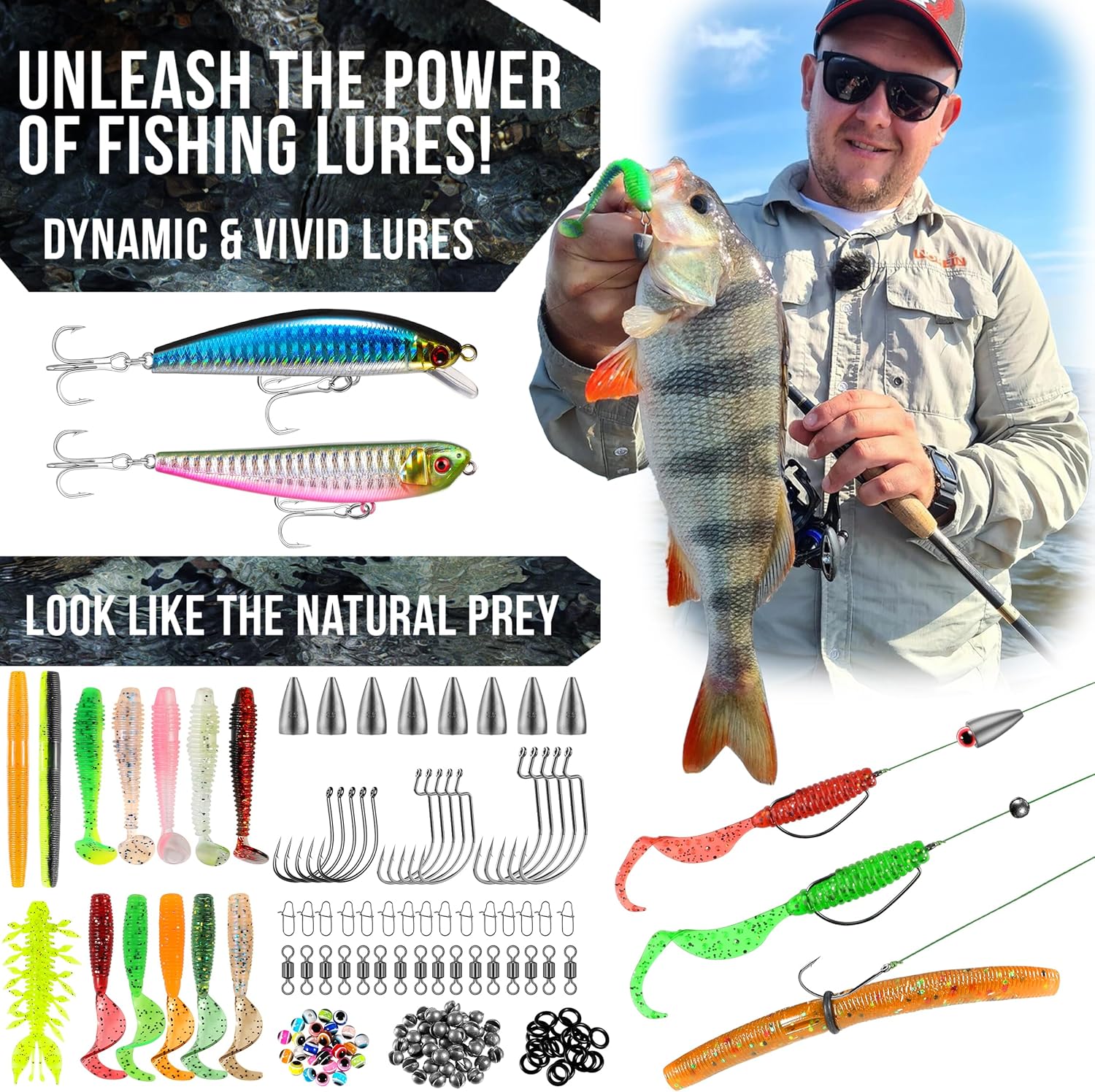 PLUSINNO Fishing Backpack with Tackle Box & Fishing Gear Kit Tackle Bag