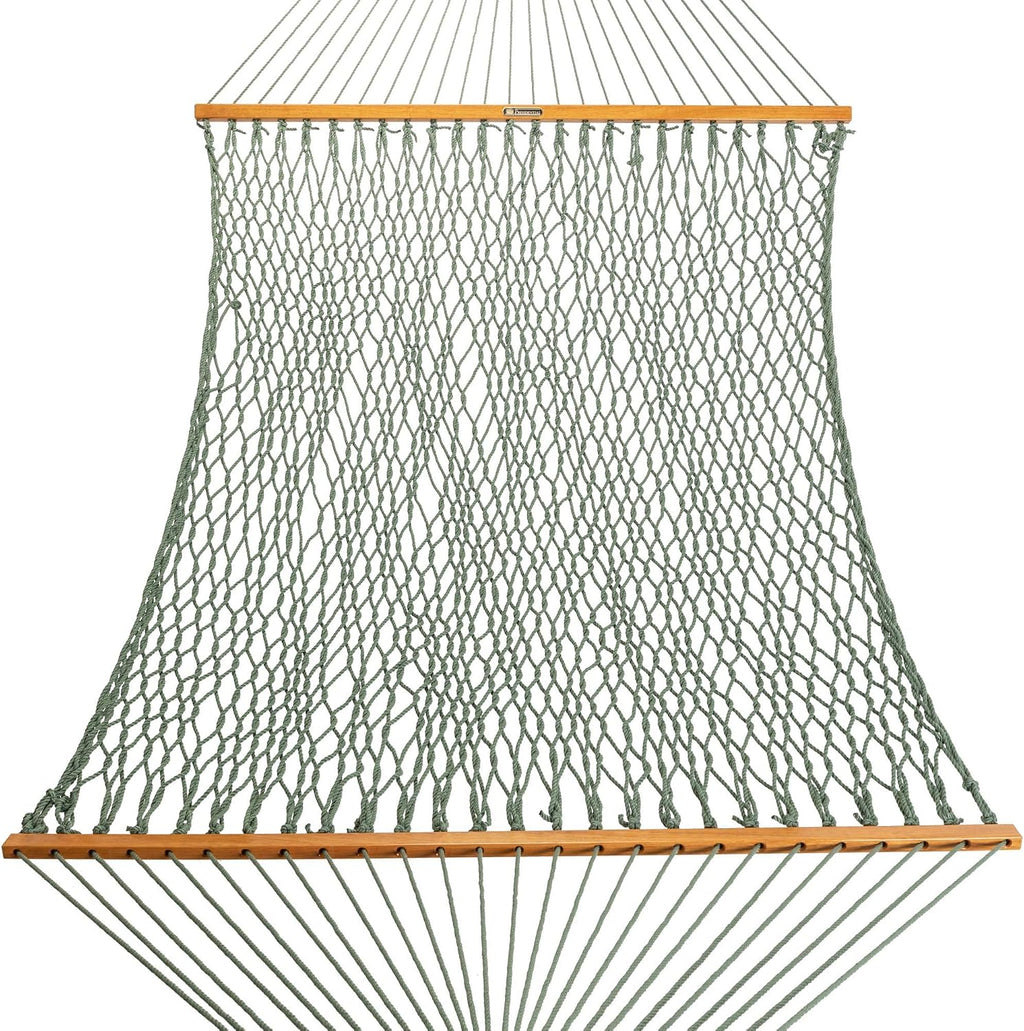 Original Pawleys Island Deluxe Meadow DuraCord Rope Hammock – 13 ft. x 65 in, 2-Person, 450 lb Capacity, Oak Spreader Bar, Zinc-Plated Hardware, Handcrafted in the USA