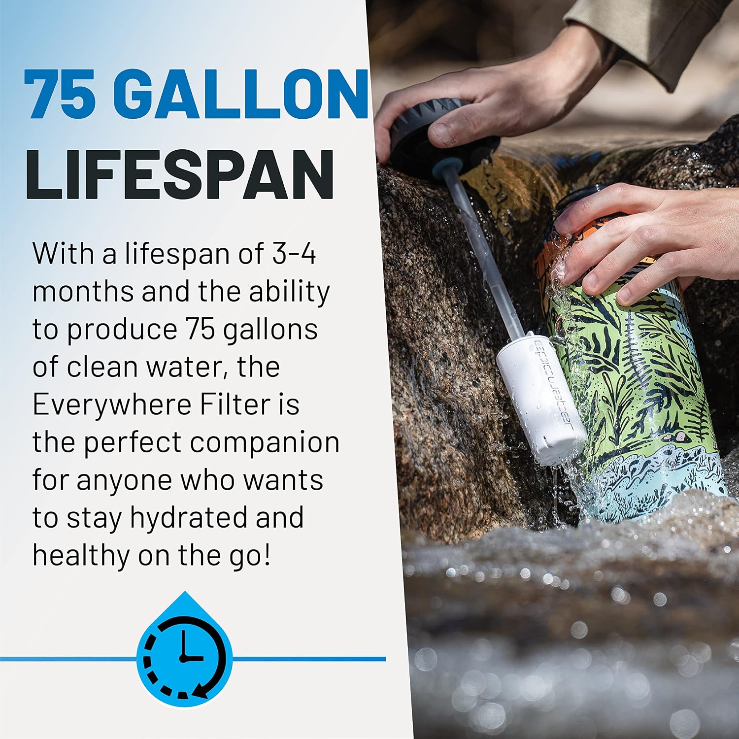 Epic Water Filters Nalgene OG Water Bottle with Filter, USA Made, BPA Free, Removes 99.99% Tap Water Contaminants, Forever Chemicals, GA 2030 Art, 48 oz
