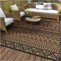 MontVoo Outdoor Rug Carpet Waterproof 6x9 Outdoor Patio Rug Mat Reverisble Plastic Straw Outdoor Rug for RV Camping Picnic Beach Balcony Boho Black Brown