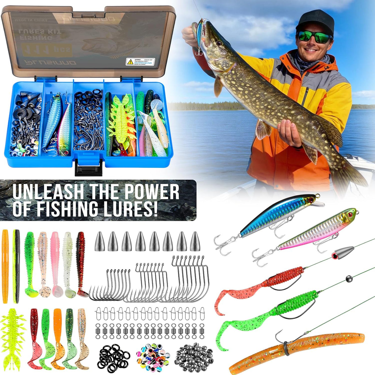PLUSINNO Fishing Backpack with Fishing Net, Tackle Bag for Fishing Gear