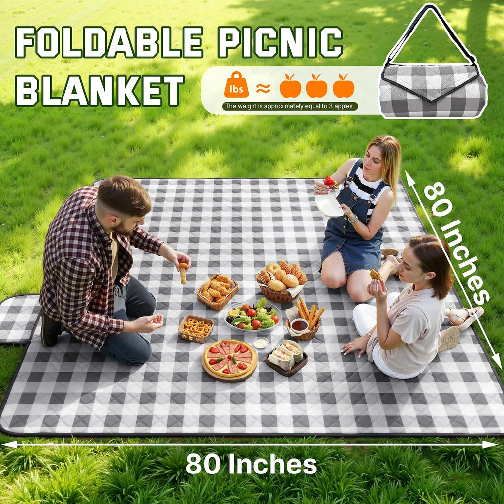TigeJoy Extra Large Picnic Blanket Waterproof Beach Blanket 80''x80''