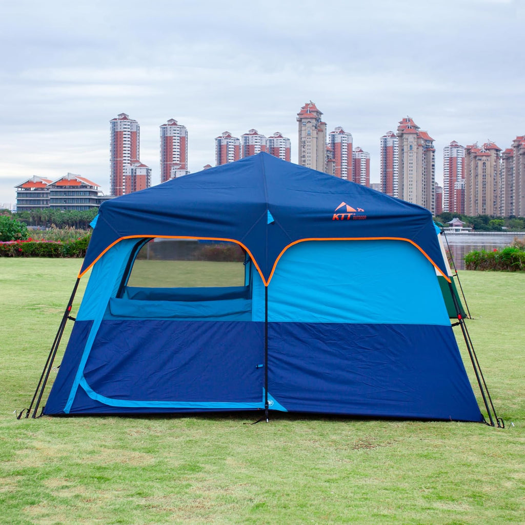 KTT Extra Large Tent 10-12-14 Person(B),Family Cabin Tents,2 Rooms,3 Doors and 3 Windows with Mesh,Straight Wall,Waterproof,Double Layer,Big Tent for Outdoor,Picnic,Camping,Family Gathering