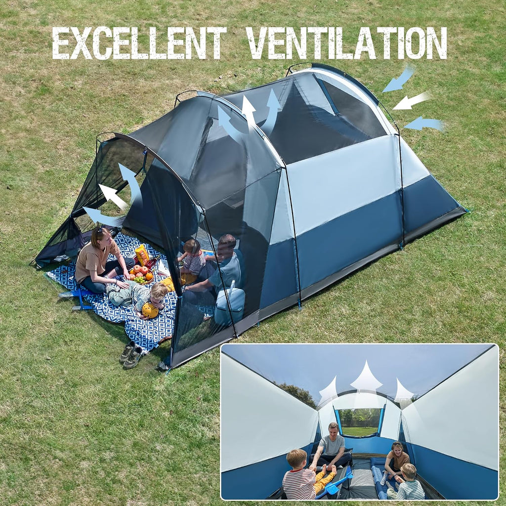 PORTAL 6/8/10 Person Family Camping Tent with Screen Room