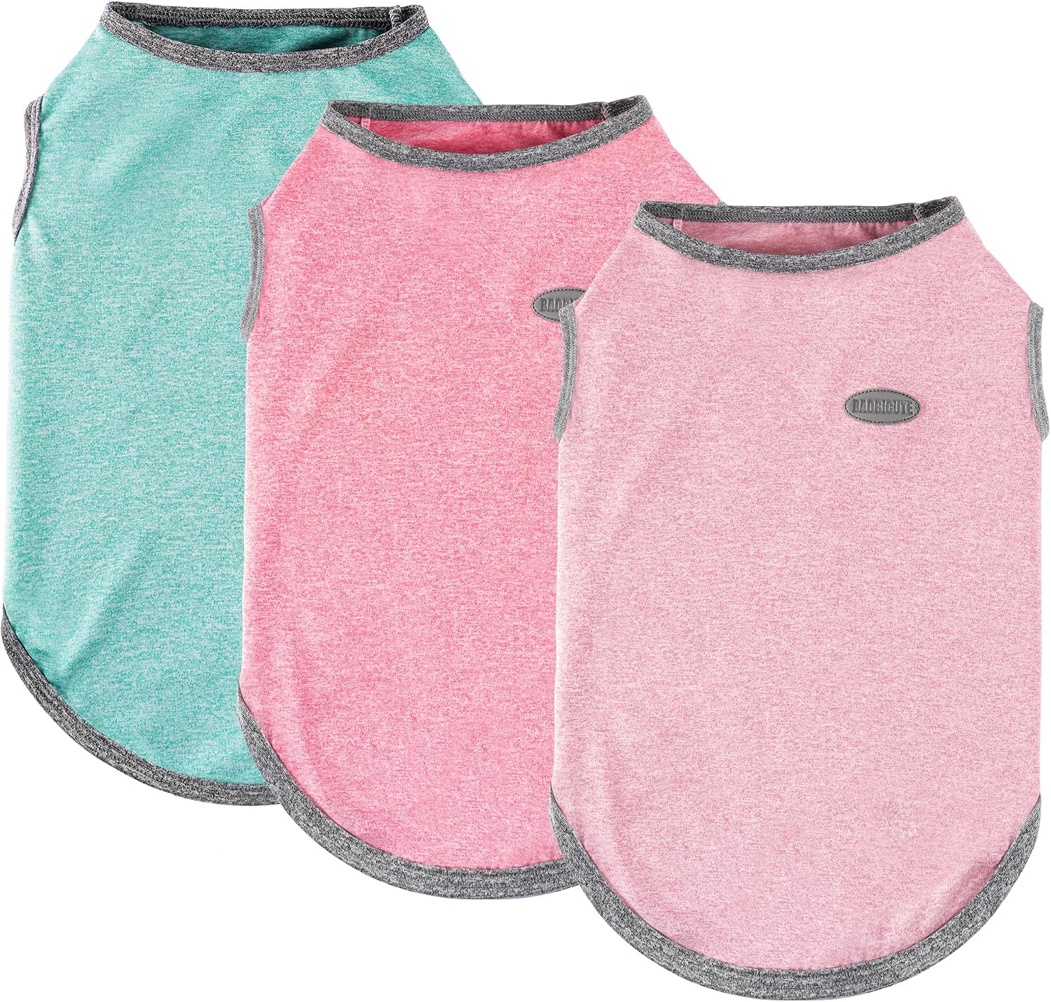 3 Pack Lightweight Sun Protection Dog Shirt Breathable Sleeveless Dog T Shirts Extra Soft Top Tank Dog Clothes for Outdoor Activities (Leather Pink + Light Blue + Light Pink, XX-Small)