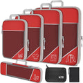 NiHome 7PCS Compression Packing Cube Set Expandable Mesh Travel Bag Luggage Organizers with Electronic Cable Cord Charger Organizer Drawstring Bag (Red)