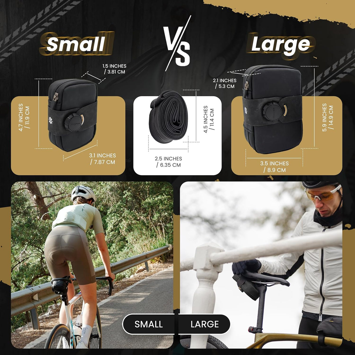 Lumiere & Co. Falcon Magnetic Small Saddle Bag (Black, Extra Small)