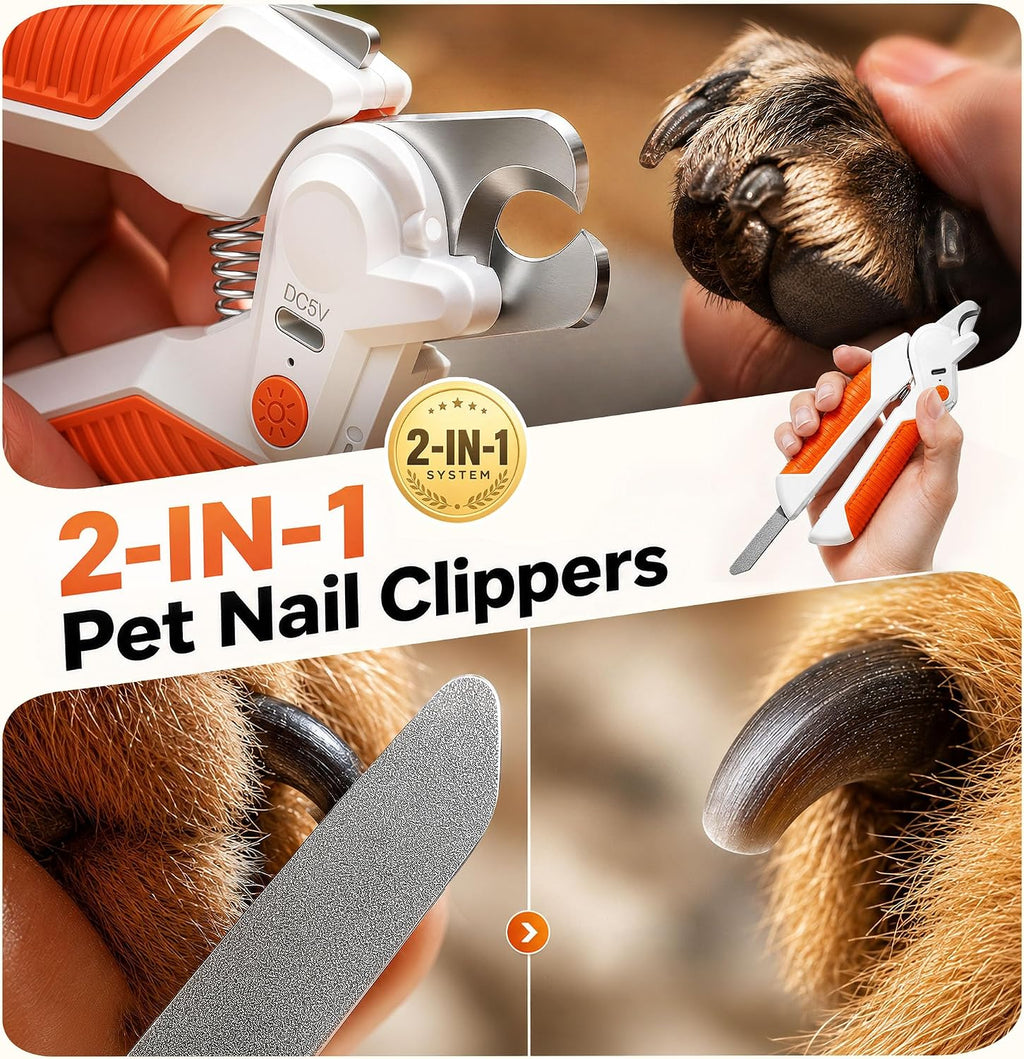 Dog&Cat Nail Clipper with Light, Stainless Steel Blade Nail Trimmer for Pet