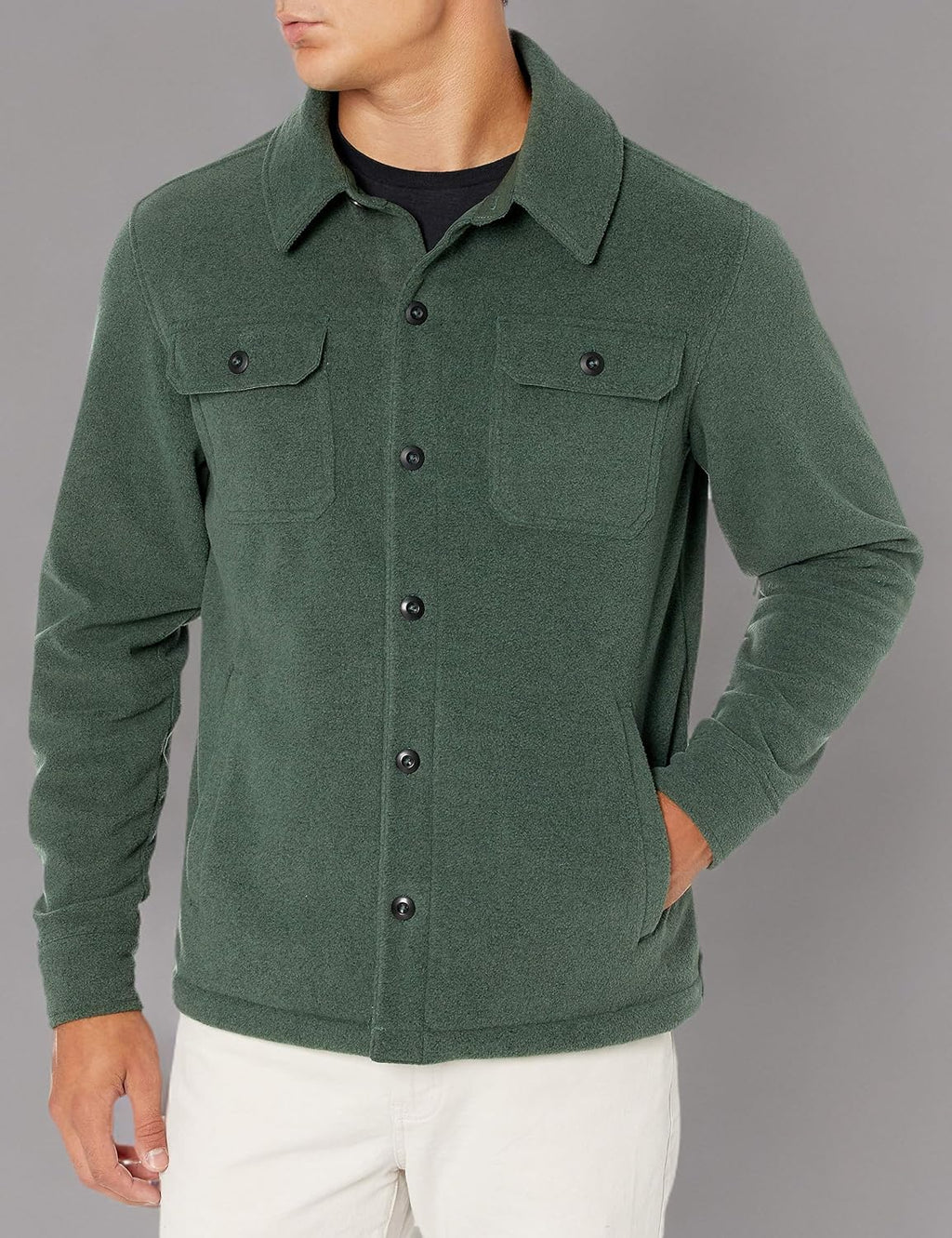 Amazon Essentials Men's Long-Sleeve Polar Fleece Shirt Jacket for Winter, Jackets