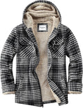Men's Zip Up Flannel Shirt Jacket Fleece Lined with Hood