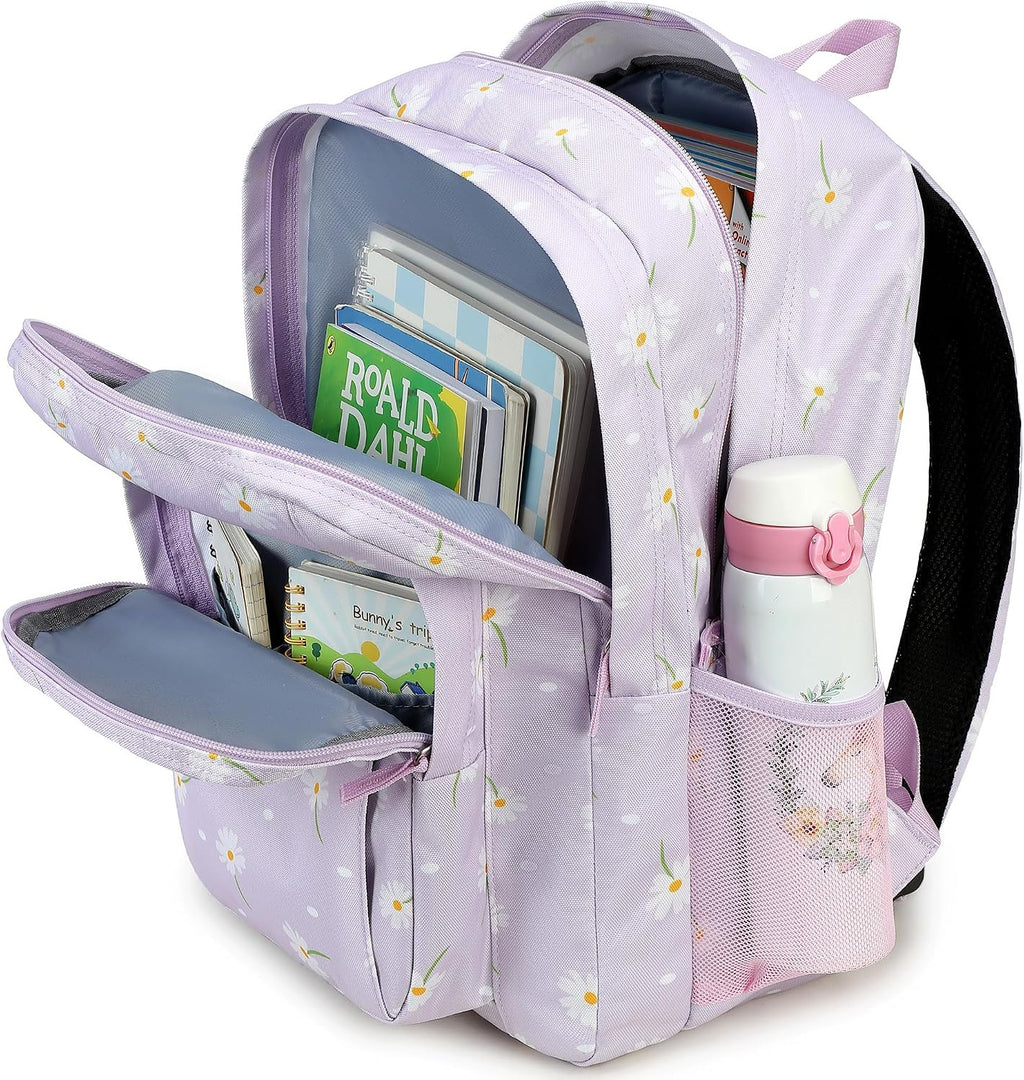 abshoo Classical Basic Daisy Womens School Backpack For College Teen Girls Water Resistant Bookbag (Daisy Purple)