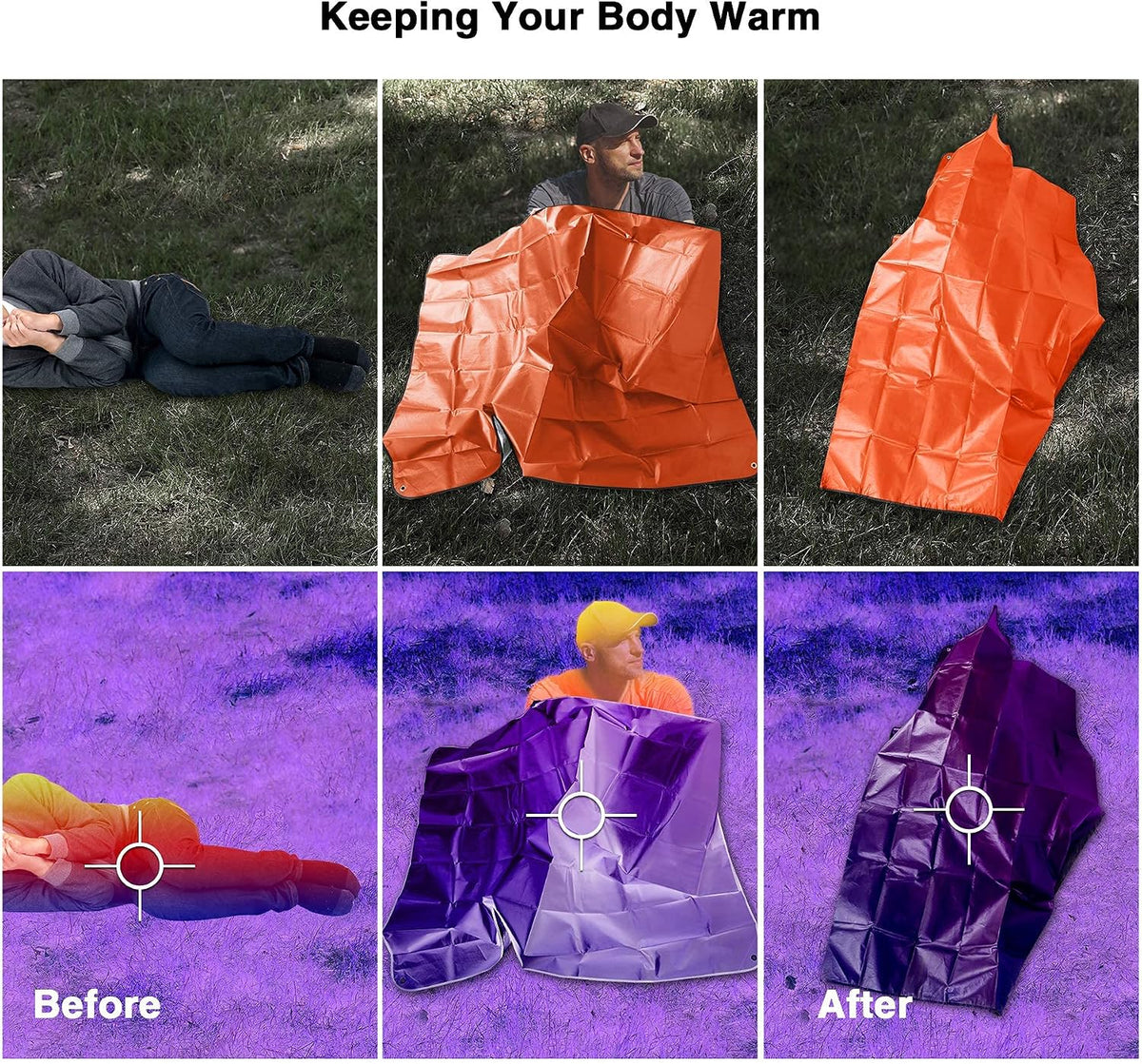 RedSwing Insulated Tarp, Multipurpose Emergency Thermal Tarps, Waterproof All Weather Heavy Duty Heat Reflective Survival Blanket for Camping Hiking, Orange
