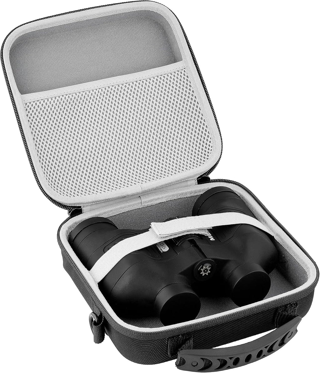 Binocular Case, Hard EVA Protective Storage Case with Water-Resistant Exterior, Carry Handle & Shoulder Strap, Fits Most Compact and Mid-Size Binoculars for Hiking, Hunting, Birdwatching & Travel