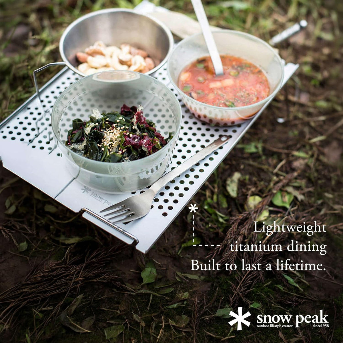 Snow Peak Titanium Fork & Spoon Set, Durable Utensils, Compact & Ultralight