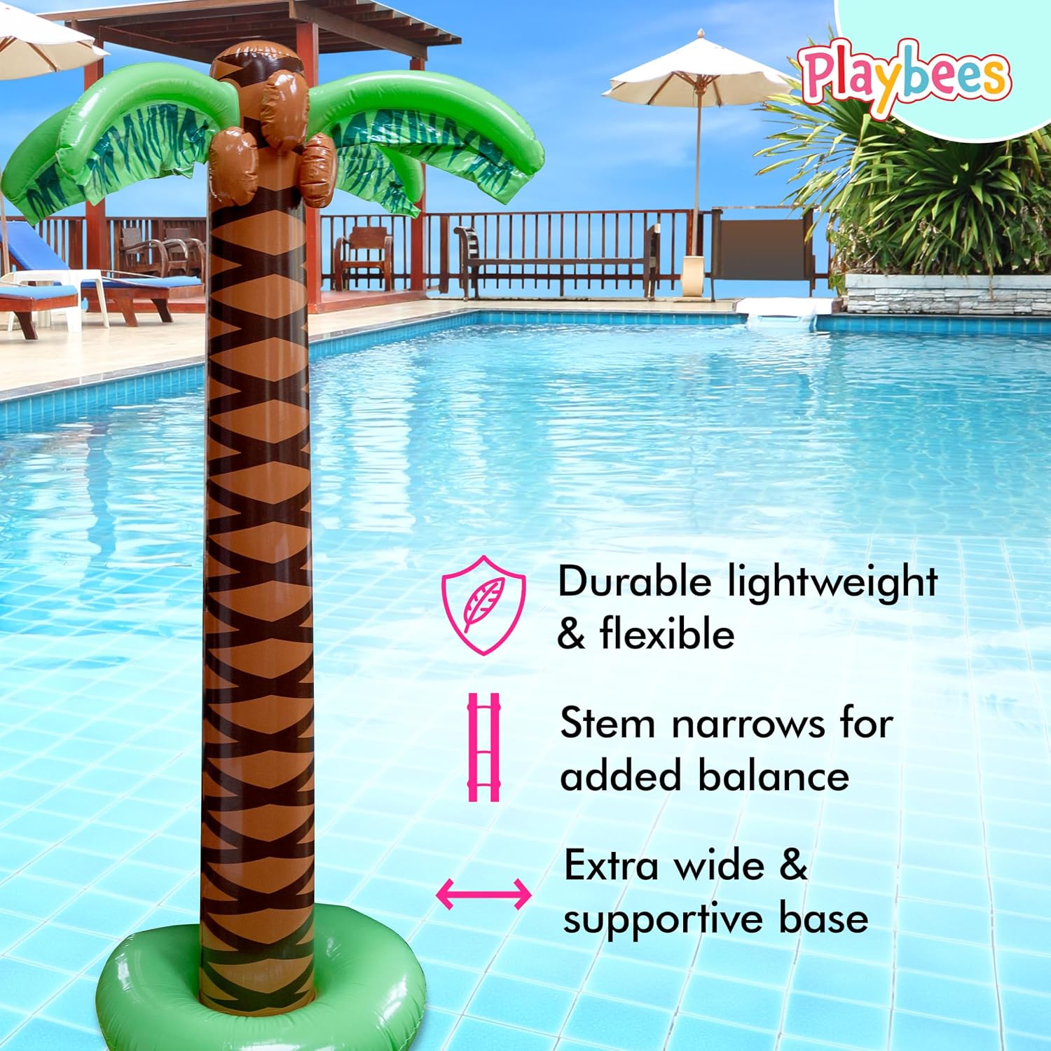Giant Inflatable Palm Trees, 6 Foot, Hawaiian Tropical Beach Decor, 4 Pack
