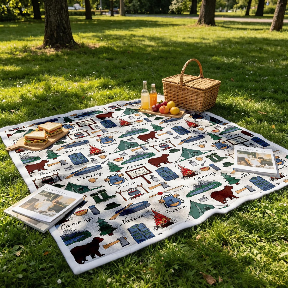 Large Fleece Travel Throw Blanket for Couch, Sofa, Camping Throw Blanket, Outdoor Super Soft and Warm Blankets, Camper Throw All Season Use, Cozy, Plush, Lightweight, 50"X60"